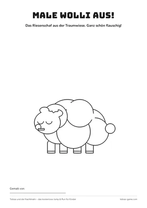 Ausmalbild: Wolli, der Wolkenwolf